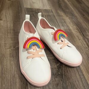 Kids White Sneakers with Rainbow Detail